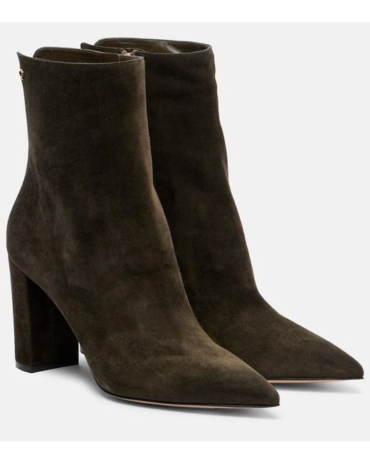 Gianvito Rossi Black Lyell 85 Suede Ankle Boots