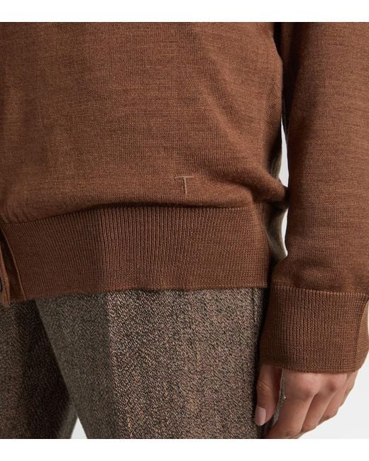 Tod's Brown Virgin Wool Cardigan