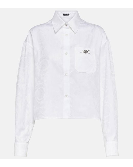 Chemise courte Barocco en coton Versace en coloris White
