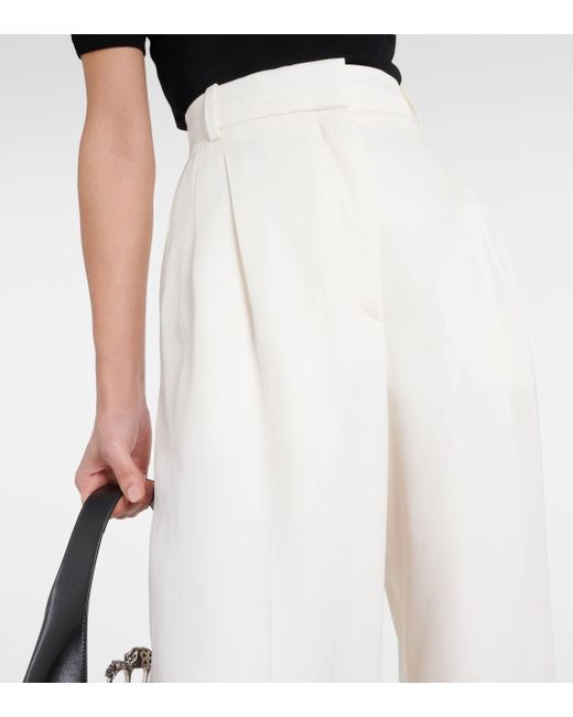 Alexander McQueen White High-rise Wide-leg Suit Pants