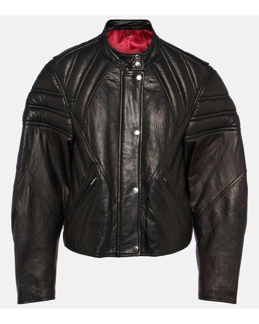 Isabel Marant Black Padded-panels Leather Jacket
