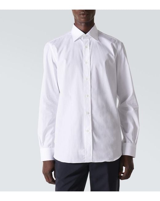 Thom Sweeney White Lecce Cotton Poplin Shirt for men