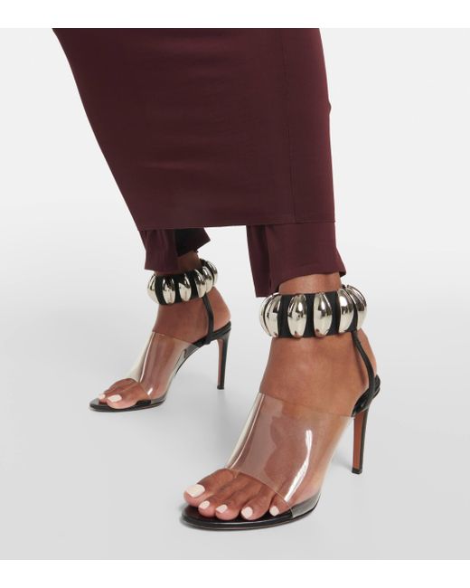 Alaïa Black Embellished Leather And Pu Sandals