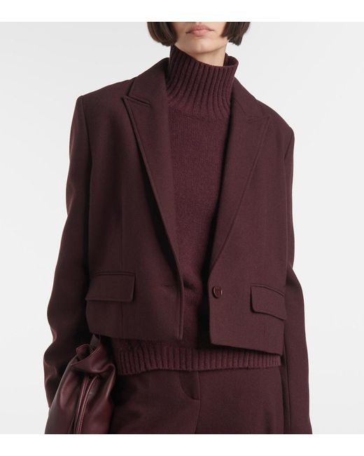 Joseph Purple Cropped Single-Breasted Wool Jacket