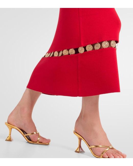 Rabanne Red Wool-Blend Maxi Dress