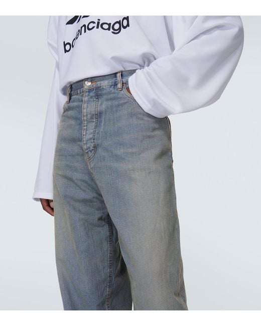 Balenciaga Blue Waterproof Wide-Leg Jeans for men