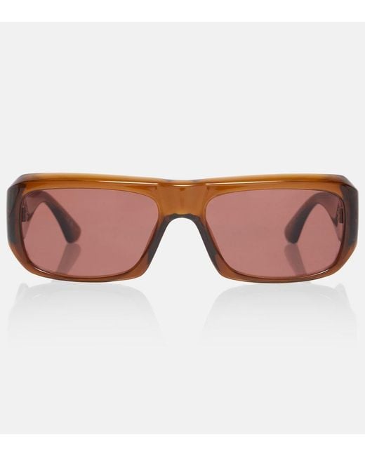 Saint Laurent Brown Sl Logo Rectangular Sunglasses