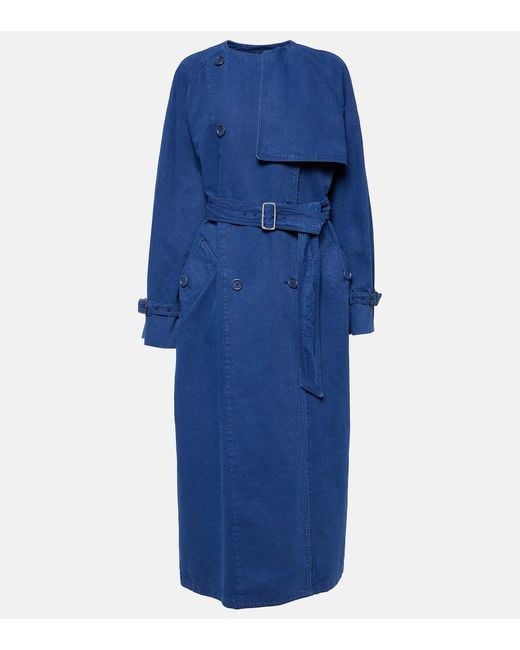 Max Mara Blue Calao Cotton Canvas Trench Coat