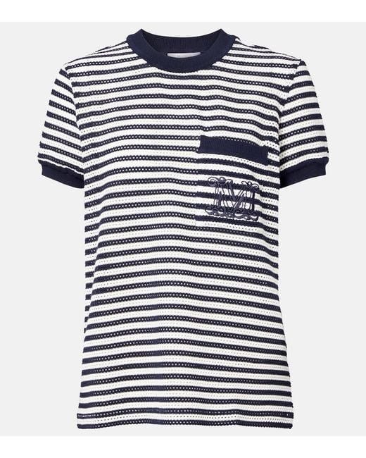 Max Mara Blue Striped Cotton-Blend Jersey T-Shirt