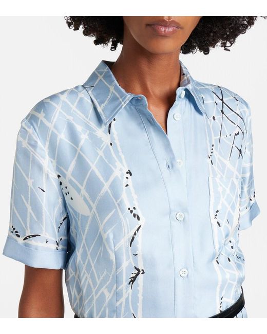 Altuzarra Blue Kiera Printed Silk Shirt Dress