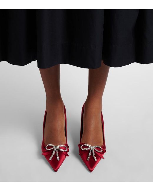 Jimmy Choo Red Auria 70 Embellished Satin Pumps