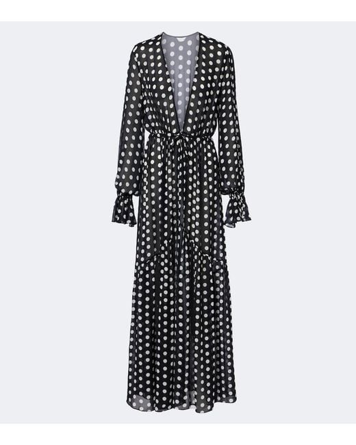 Alexandra Miro Black Clementine Polka-Dot Maxi Dress