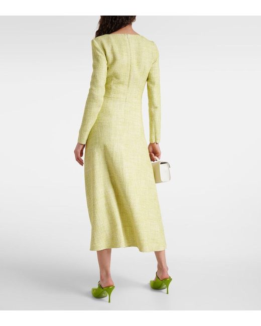 Vestido midi Fara de tweed de algodon Emilia Wickstead de color Yellow