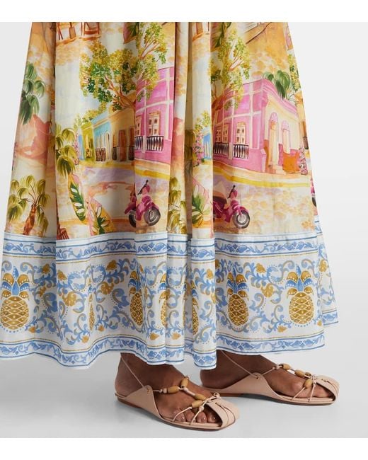 Farm Rio Metallic Aracati Printed Cotton-Blend Maxi Dress