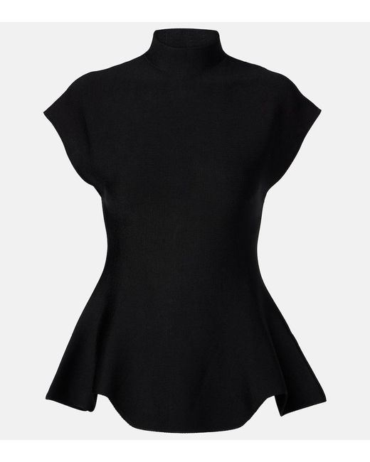 Khaite Black Andra Peplum Top