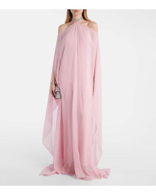 ‎Taller Marmo Pink Sza Sza Crepe Chiffon Kaftan