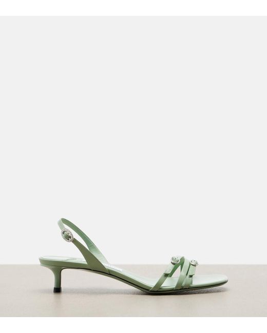 Jimmy Choo Green Kaira Patent Leather Slingback Sandals