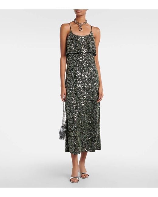Rabanne Gray Slipdress Aus Crepe Mit Pailletten