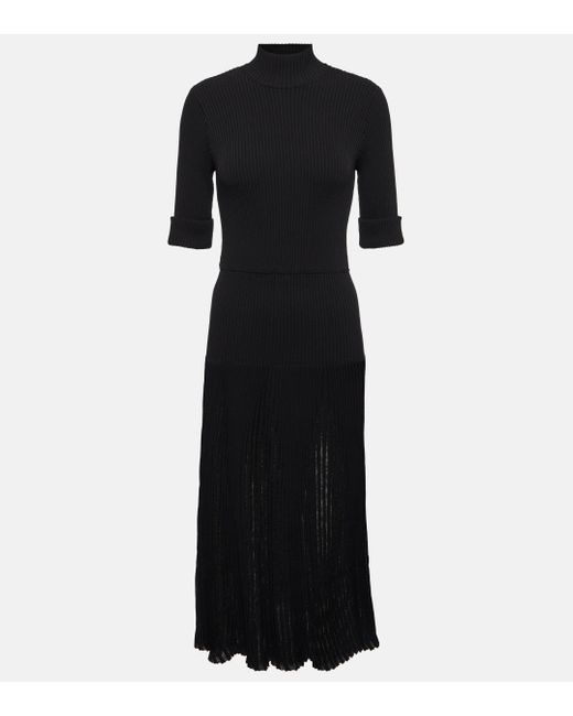 Dorothee Schumacher Black Plisse Knit Midi Dress