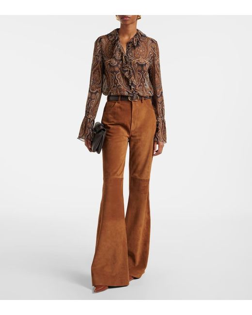 Nili Lotan Brown Cecily Paisley Silk Chiffon Blouse