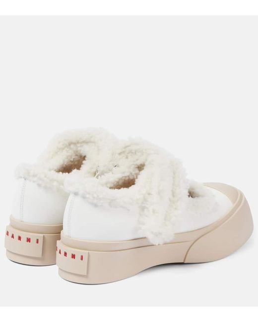 Marni Pablo Shearling-Lined Leather Sneakers in White | Lyst