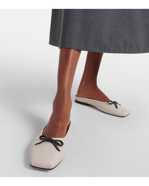Brunello Cucinelli Natural Monili Leather Mules