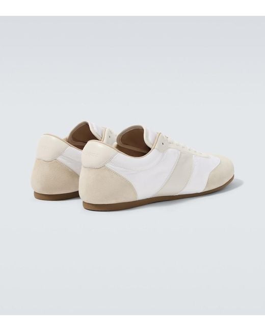 Lemaire White Soft Suede-Trimmed Sneakers for men