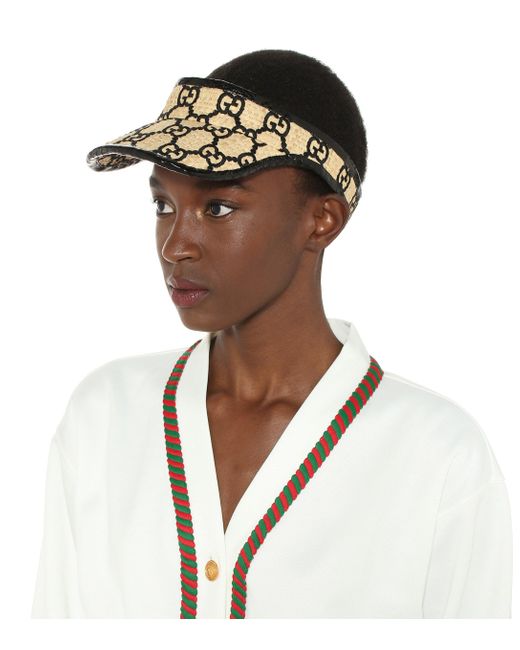 gucci raffia visor
