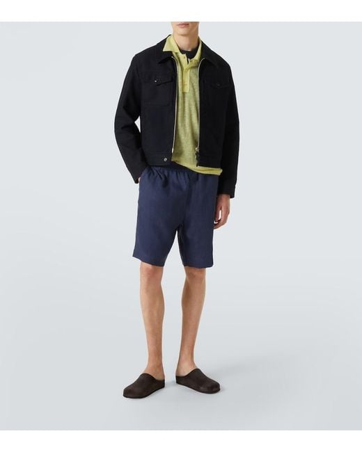 Sunspel Blue Linen Shorts for men