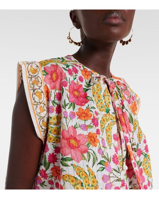 Farm Rio Pink Bedruckte Bluse Banana Flowers Aus Baumwolle