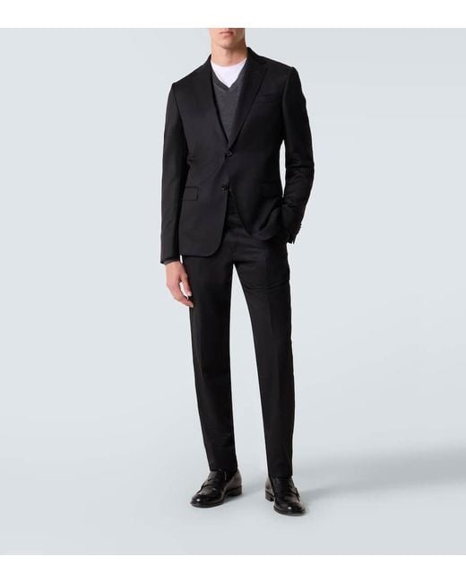 Zegna Black Wool And Mohair Suit for men