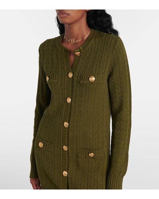 Chloé Green Cable-Knit Cardigan
