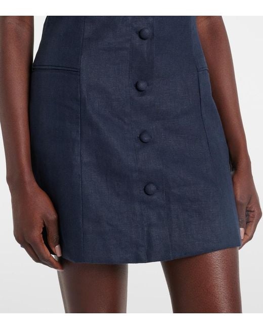 Faithfull The Brand Blue Ambra Linen Minidress