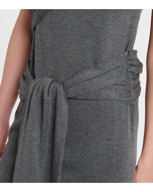 J.W. Anderson Gray Knitted Tie-Detail Asymmetric Midi Dress