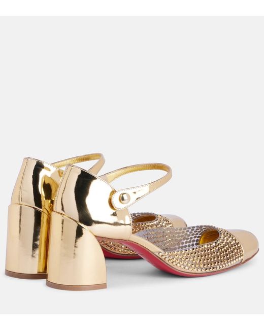 Christian Louboutin Metallic Miss Mj Strass Mirrored Leather And Pvc Pumps