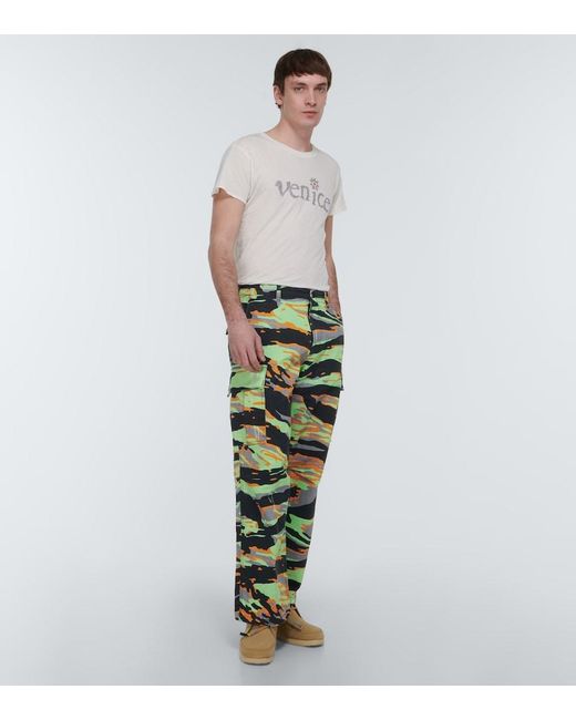 ERL Yellow Printed Cotton Cargo Pants for men