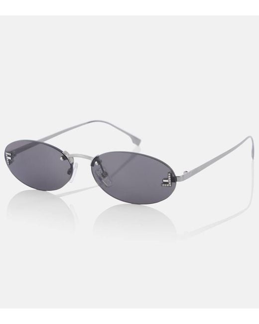 Fendi Gray Ovale Sonnenbrille First Crystal