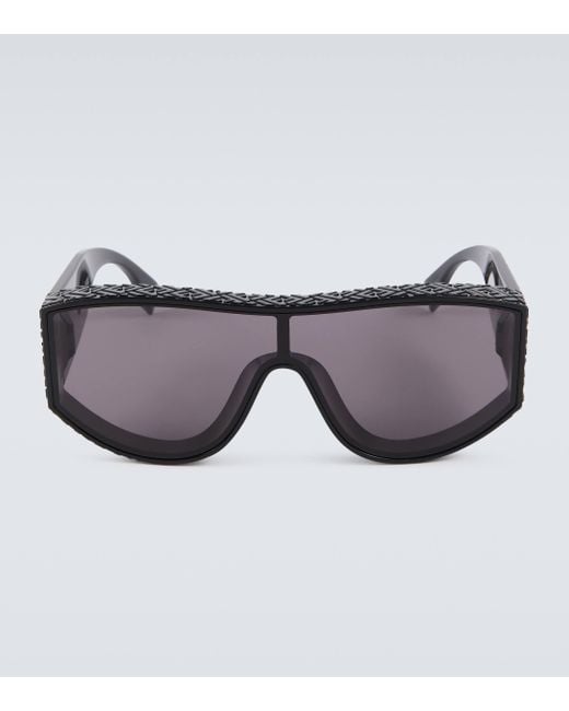 Fendi Gray Lab Embossed Shield Sunglasses for men