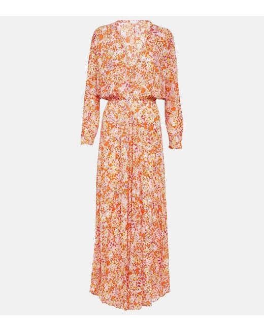 Poupette Orange Ilona Floral Midi Dress