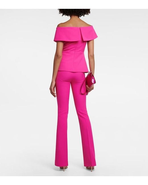 Safiyaa Pink Eimear Off-Shoulder Crepe Top