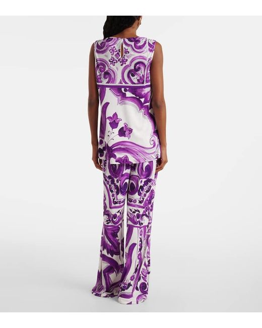 Dolce & Gabbana Purple Majolica Jersey Tank Top