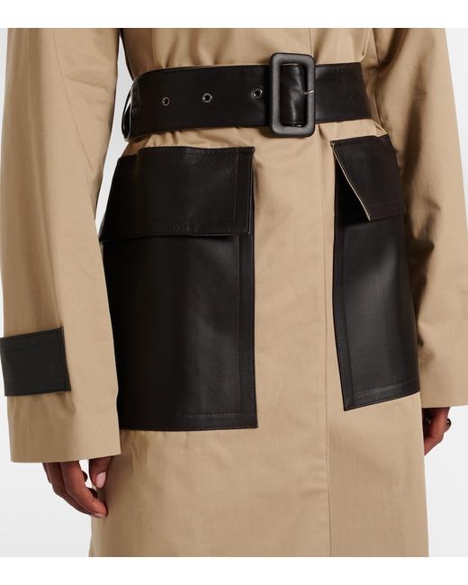 Joseph Natural Zaman Leather-Trimmed Cotton Trench Coat