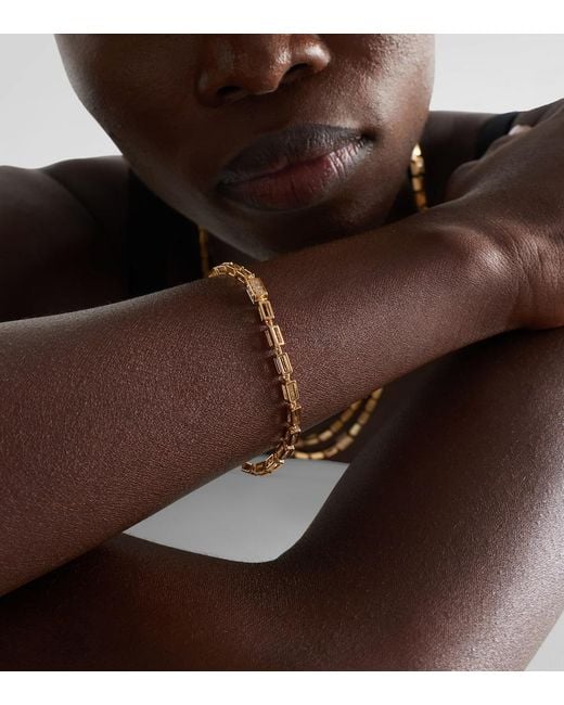 Suzanne Kalan Metallic Block-Chain 18Kt Bracelet With Diamonds