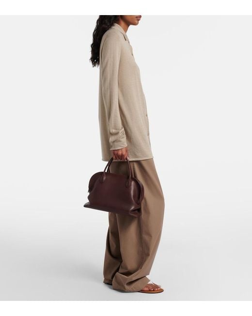 The Row Brown Agnes 12 Leather Top-Handle Bag