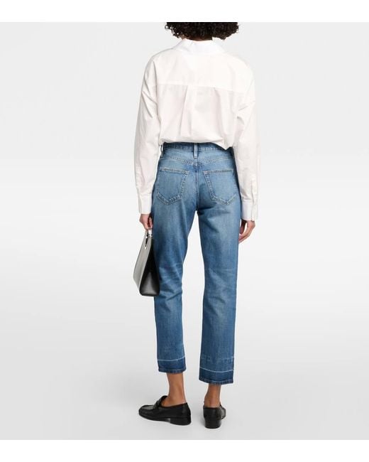 FRAME Blue High-Rise Straight Jeans Le Mec