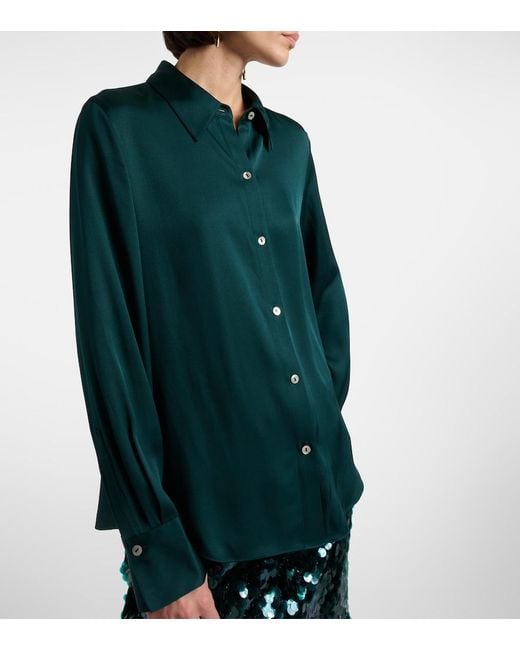 Vince Green Silk-Blend Satin Shirt