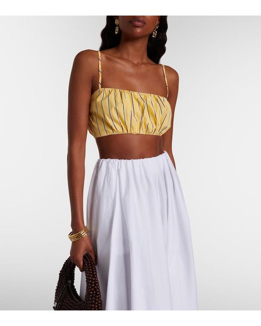 Staud Metallic Fiore Striped Cotton Crop Top