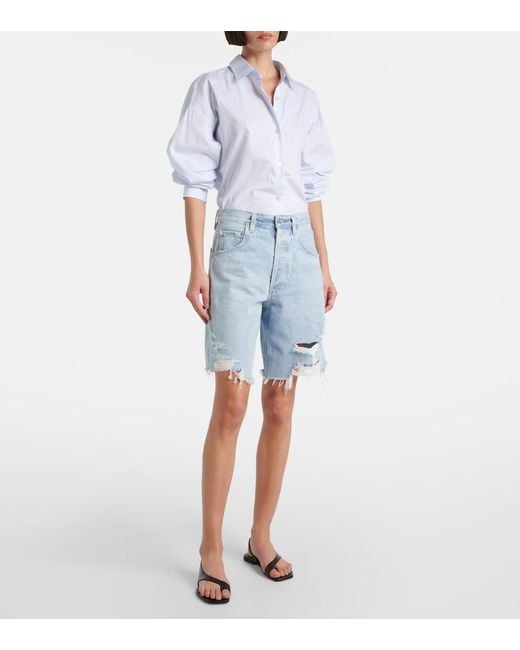 Citizens of Humanity Blue Ayla Distressed Denim Shorts