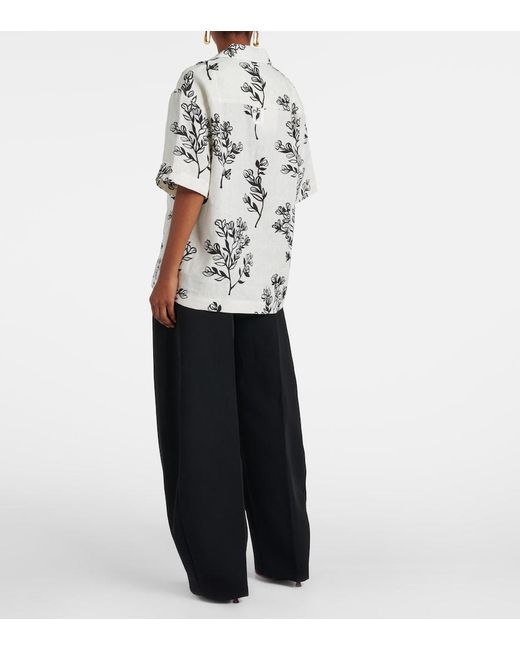Jacquemus White Jean Floral Linen Bowling Shirt