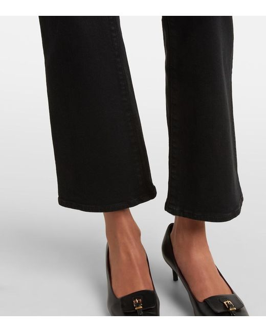 Khaite Black Vivian High-Rise Cropped Flared Jeans